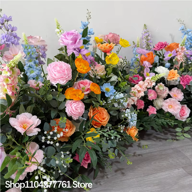 Rose pivoine plantes vertes mariage toile de fond décor plancher haute Arrangement Floral canapé coureur événement