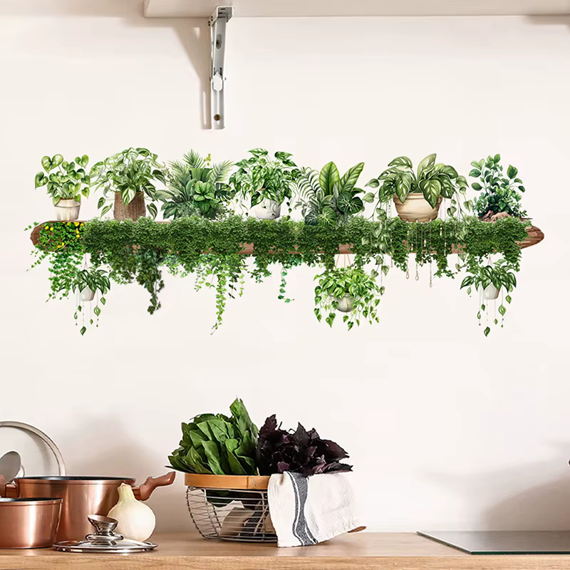 Autocollants muraux de décoration de plante verte