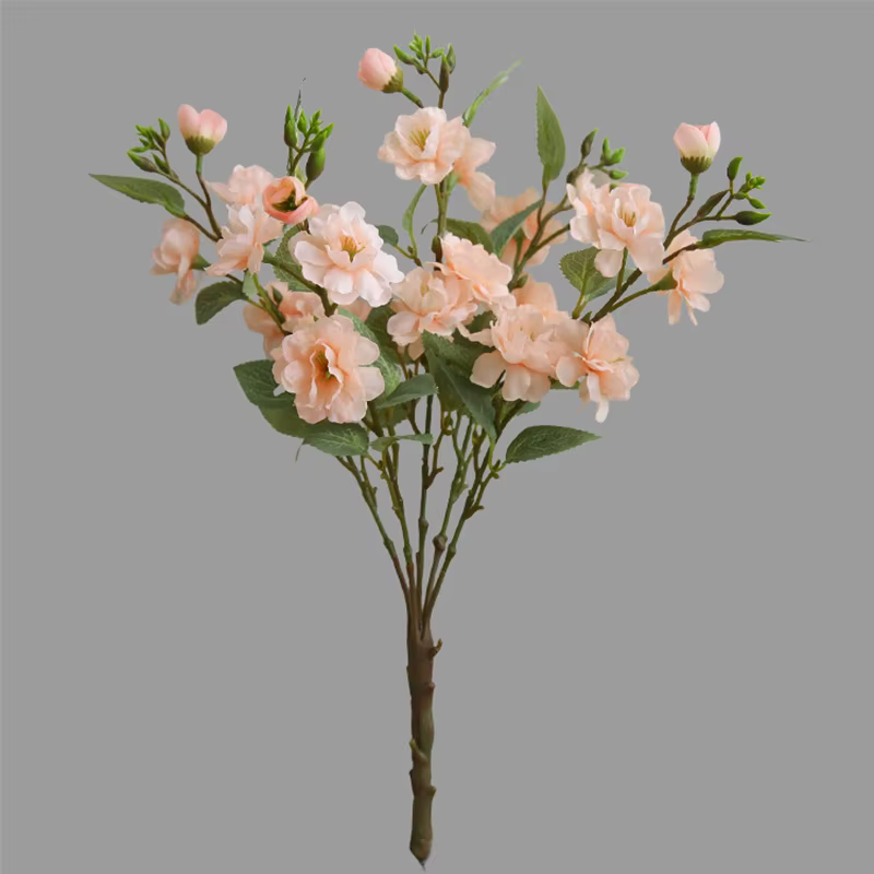Bouquet de fleurs artificielles camélia rose en soie