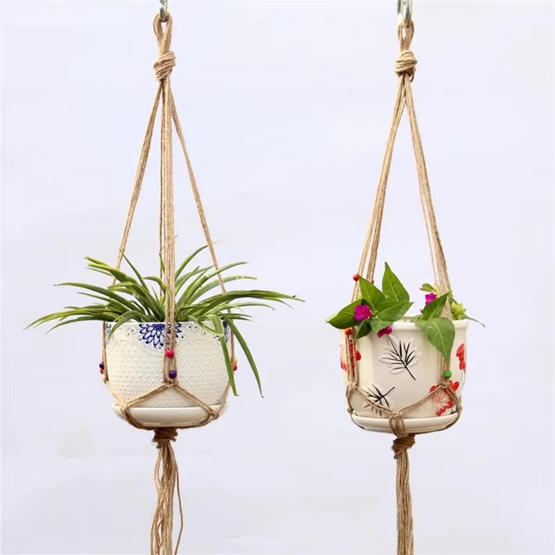 Pot de fleur corde de chanvre filet suspendu paille macramé plante cintre Pot