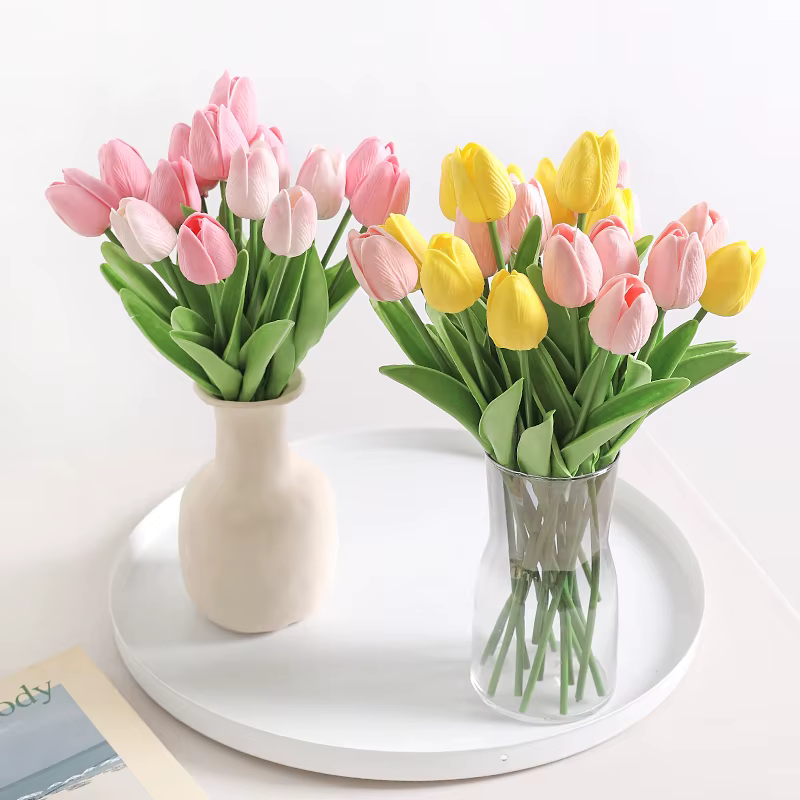 Bouquet de tulipes artificielles au toucher réel