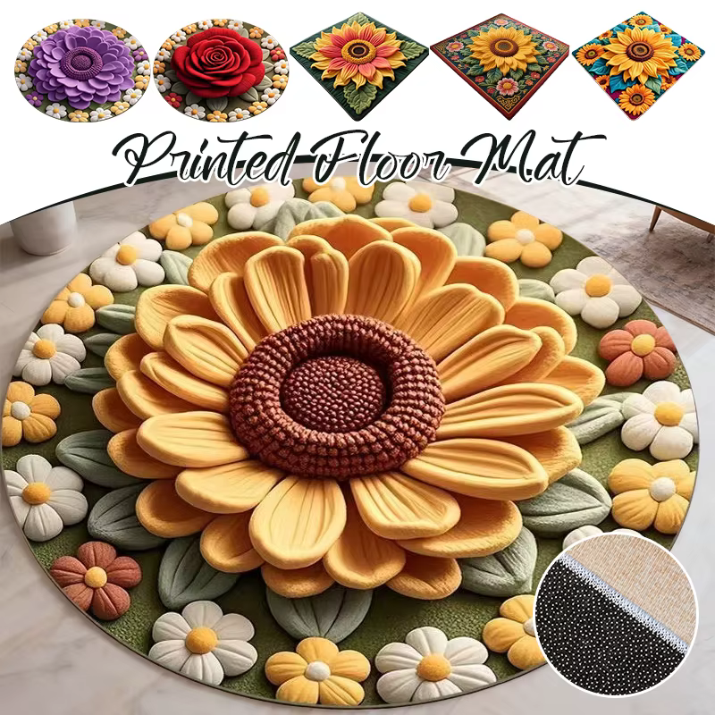 Tapis en peluche peluche tournesol 3D