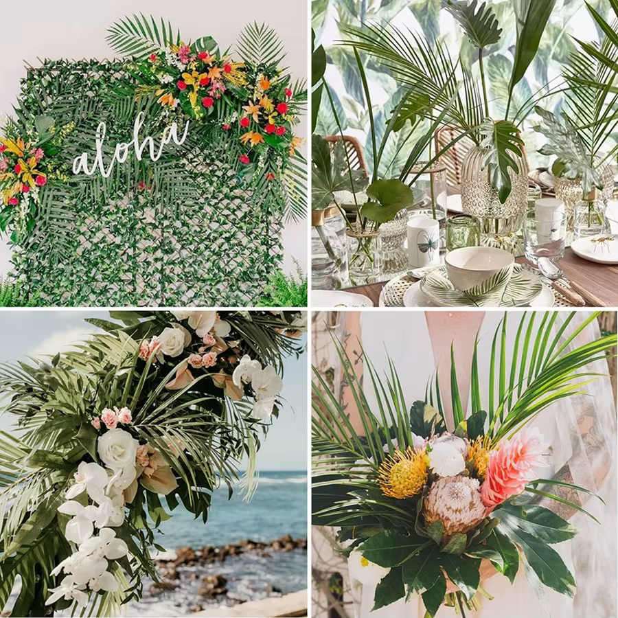 Plantes artificielles Tropical Palmier Feuilles Maison Chambre Jardin Décoration Accessoires Photographie Prop Festival Fournitures De Mariage
