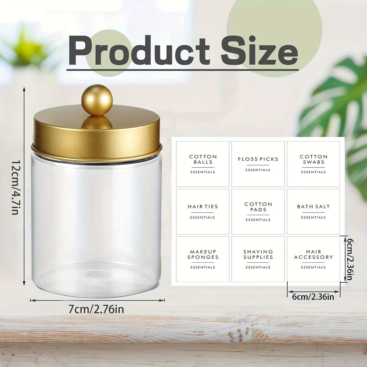 Distributeur de bâtonnets de coton - Pot en plastique de 8 oz pour rangement de maquillage sur comptoir, organisateur de salle de bain
