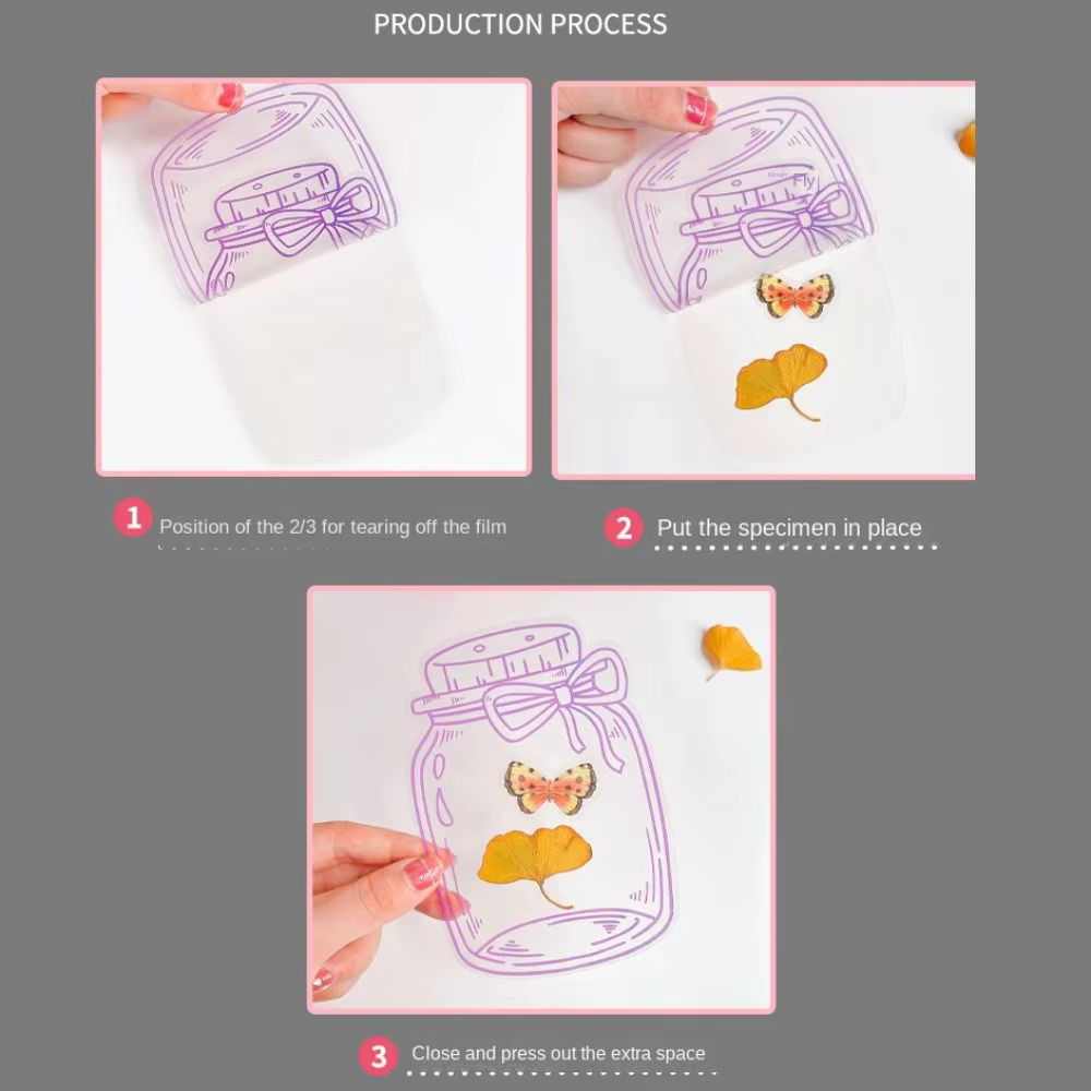 Bricolage matériaux bricolage fleurs séchées signets pressé fleur PET fleurs séchées autocollants à la main Transparent fleur Page signet enfants