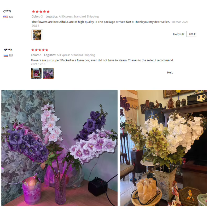 HMEOT 80cm 21 têtes de fleurs artificielles de delphinium longues