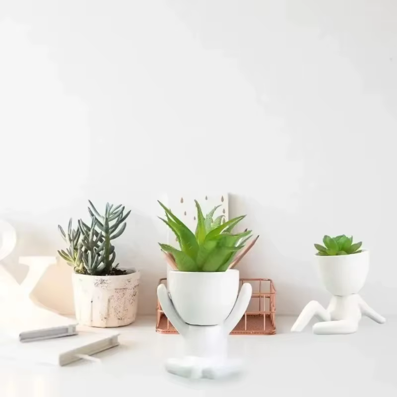 Pots de fleurs et jardinières de balcon en céramique blanche