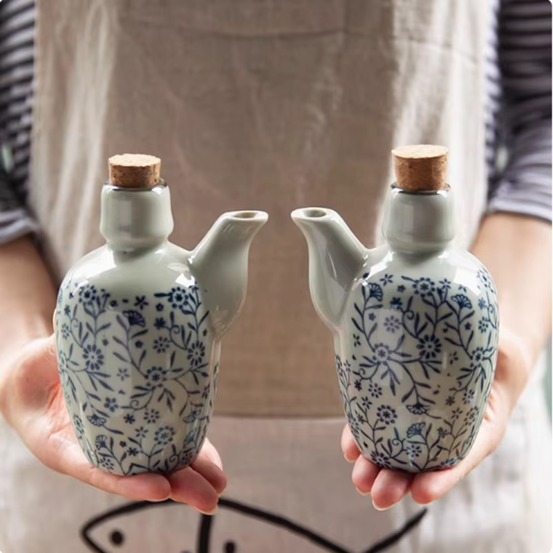Pot à huile en céramique vintage, shakers de cuisine pour sel et Belle, boîte d'assaisonnement, pot à épices ménager, bouteille de soja ce, outils de cuisine