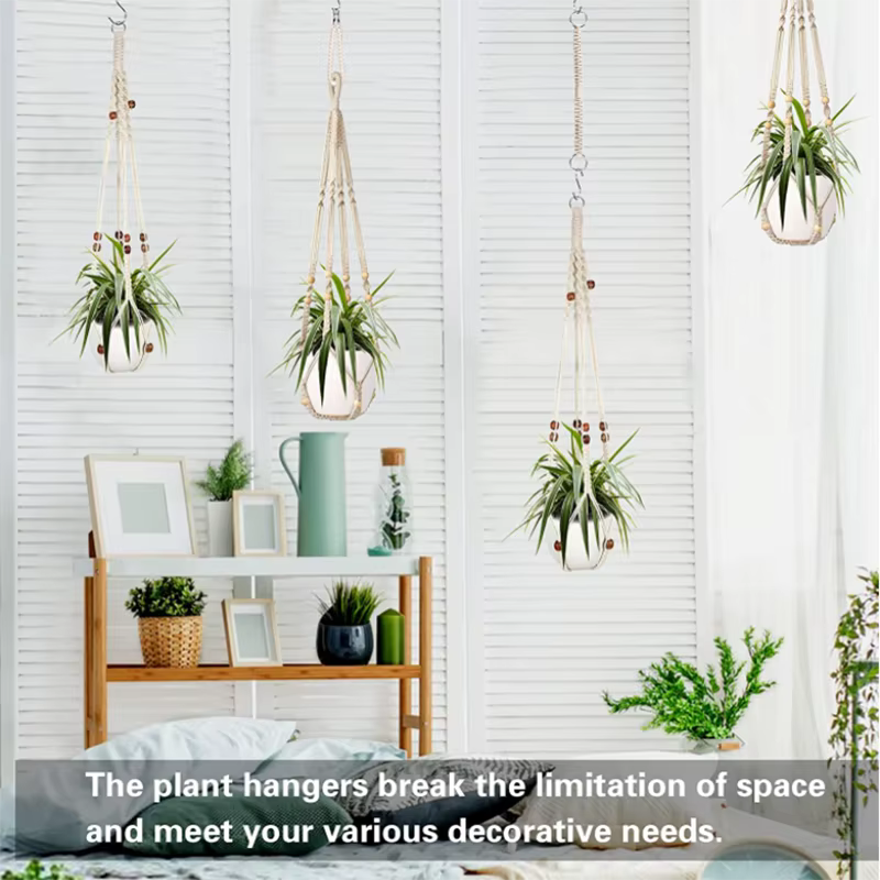 Cier de suspension pour plantes en macramé fait à la main