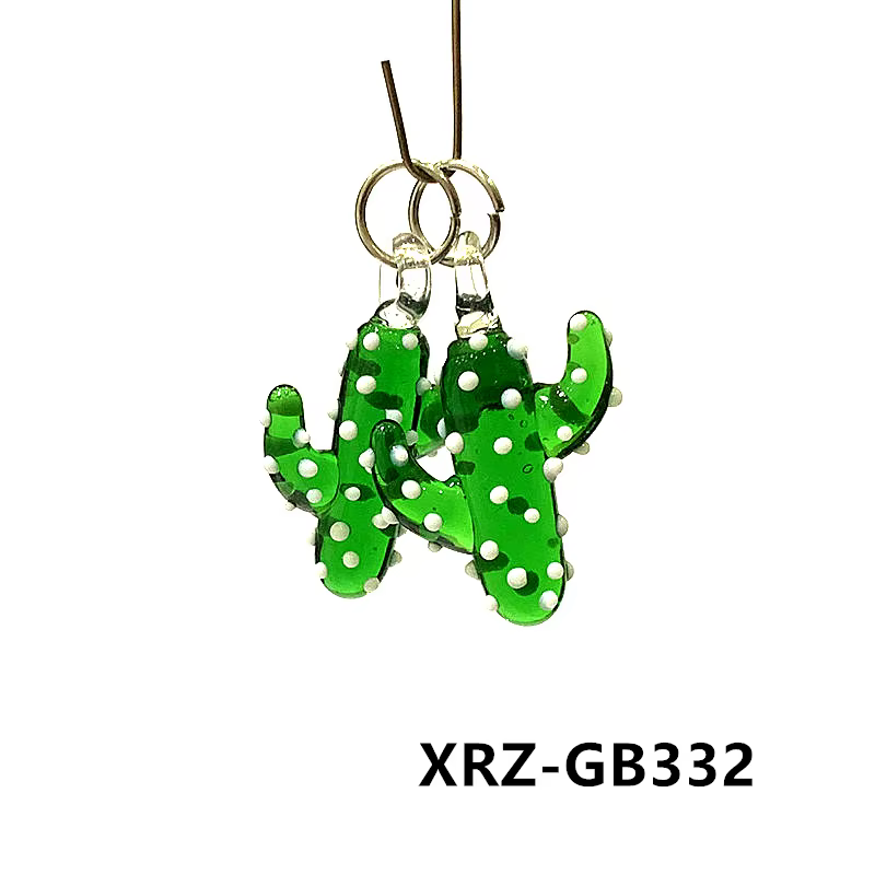 2 pièces de charme en verre de cactus mignon créatif Petits ornements à pendentifs à plantes miniatures faits à la main pour accessoires de fabrication de collier de bijoux de mode pour femmes DIy