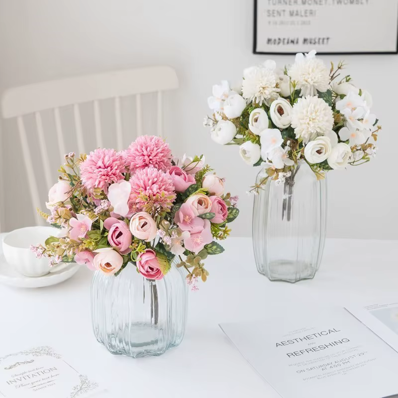 Fleurs artificielles moins chères thé Rose bourgeons bricolage boîte à bonbons Vase décor de chambre à la maison guirlande de saint valentin Bouquet de mariage hortensia en soie