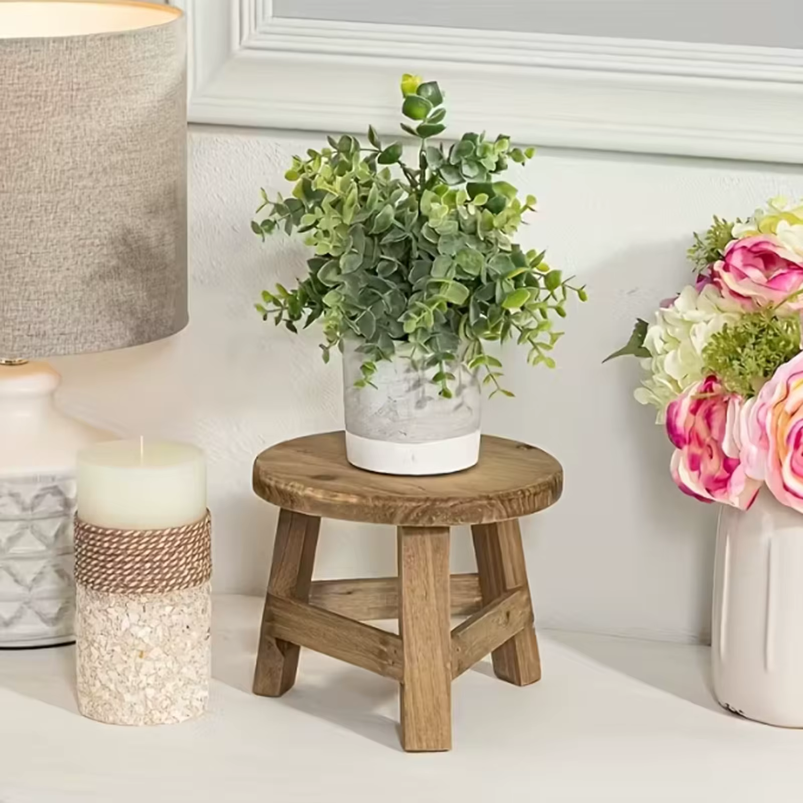 1 pièce Support de plantes rustique en bois