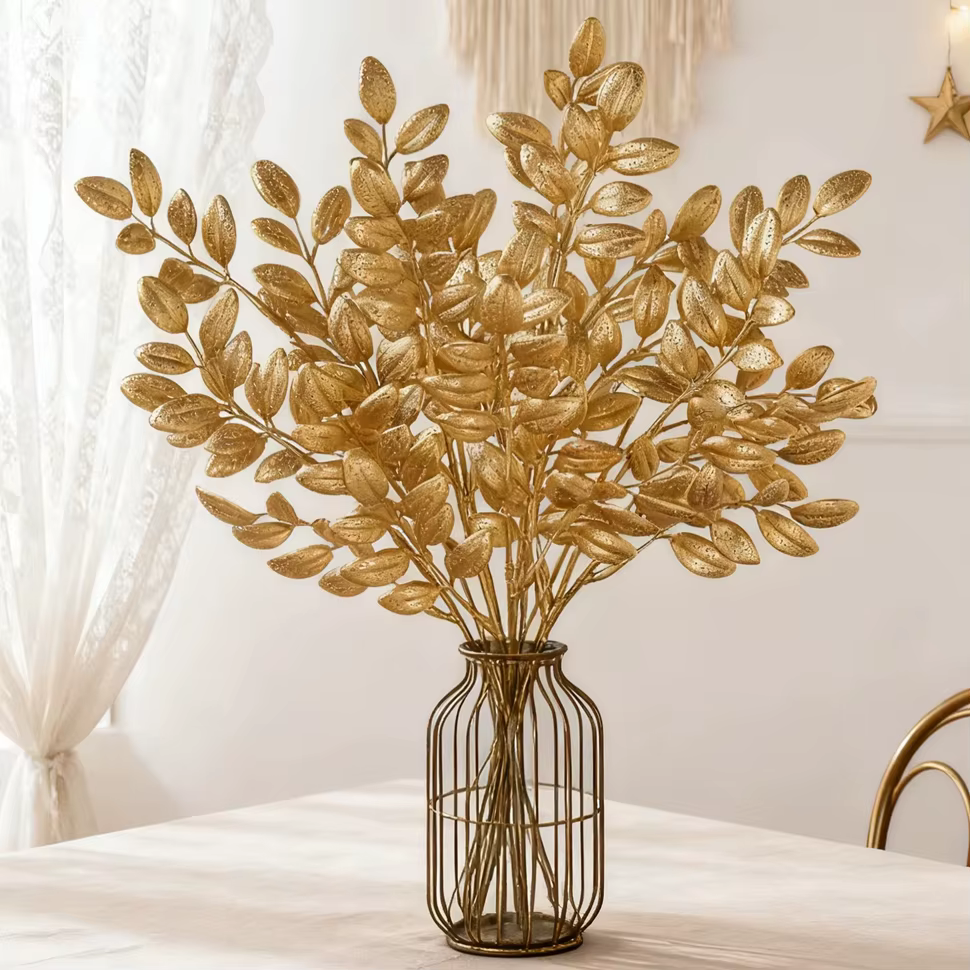Plante artificielle feuilles dorées nouvel an saint valentin maison chambre Decora extérieur mariage jardin Vase guirlande couronne bricolage Prip boîte-cadeau