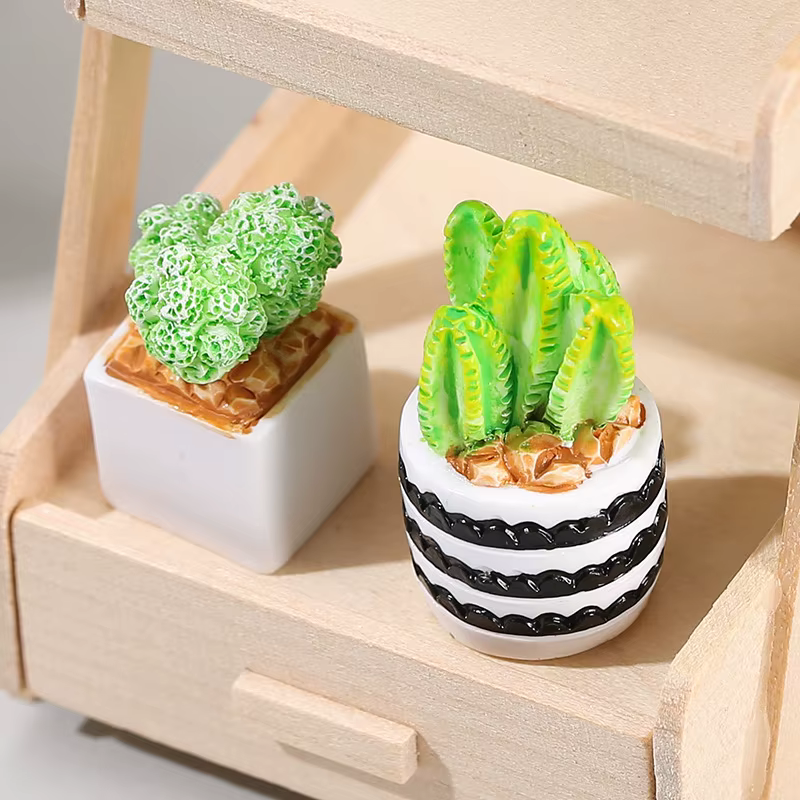 4 pièces/ensemble de Mini ornements succulents en pot