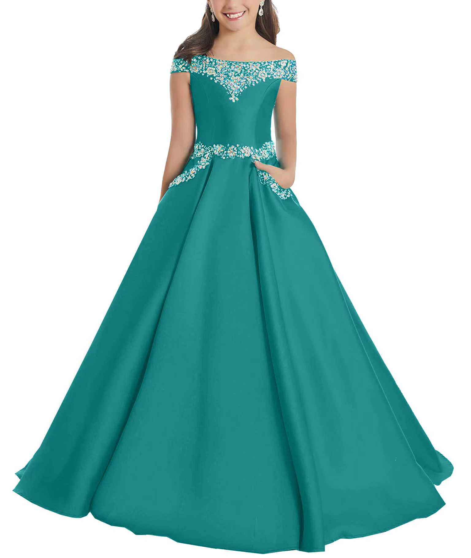 Robes de reconstitution historique vert émeraude pour les tout-petits, robe de demoiselle d'honneur initiée, robe de Rhperlée, robe de soirée d'anniversaire, poches, mariage