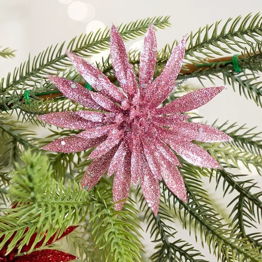 Fleur de noël artificielle à paillettes