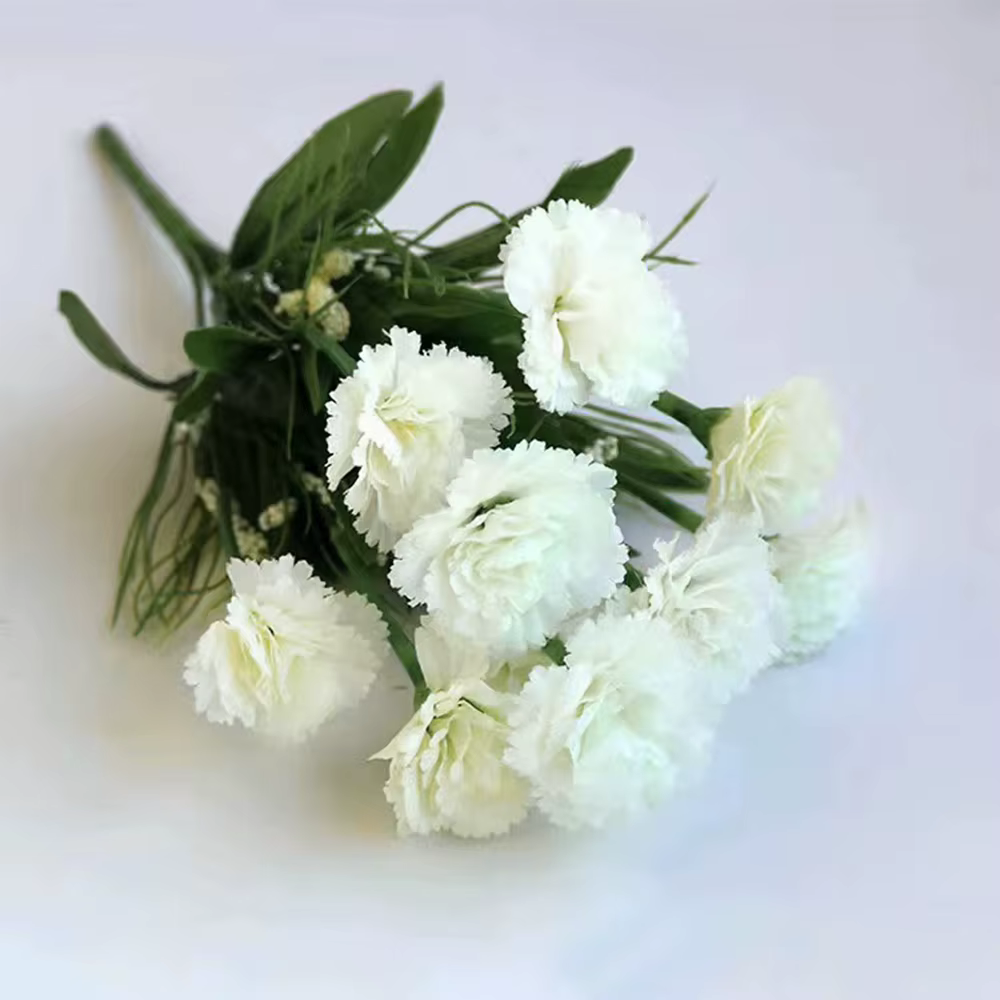 1 Bouquet de fleurs artificielles en soie d'oeillets