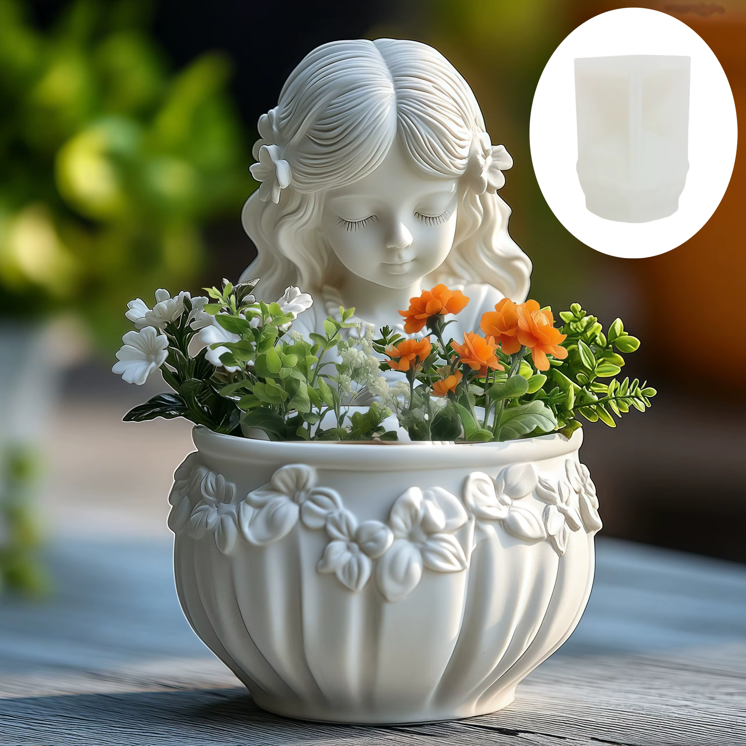 Ange fille plante succulente pot de fleurs résine silicone moule belle déesse boîte de rangement béton