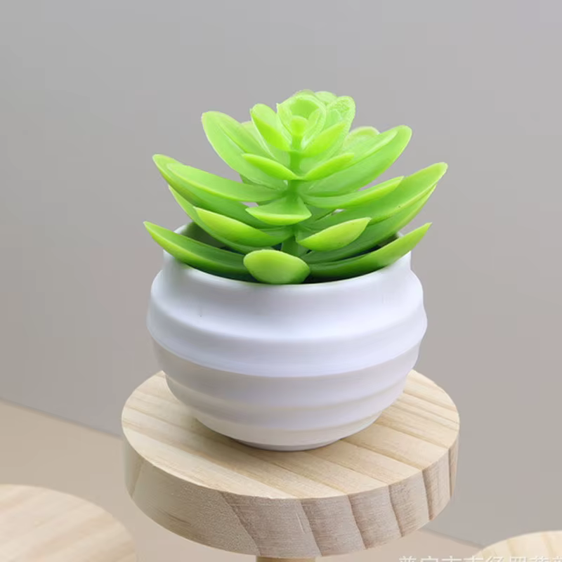 Bassin blanc en plastique de plante verte succulente artificielle