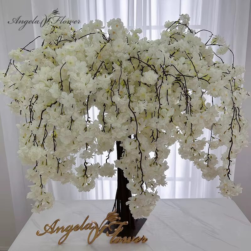 Blanc rose Champagne suspendus fleurs de cerisier branche de fleur artificielle décoration de la maison matériaux floraux de mariage A1268
