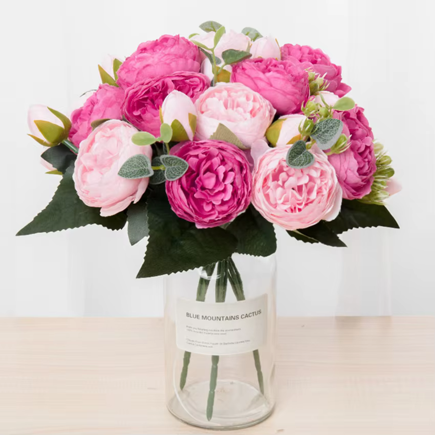 Fleurs artificielles Soie Pivoine Bouquet Festival Décorations Vase Maison Chambre Jardin Salon Mariage Mariée Arch Faux Plantes Prop