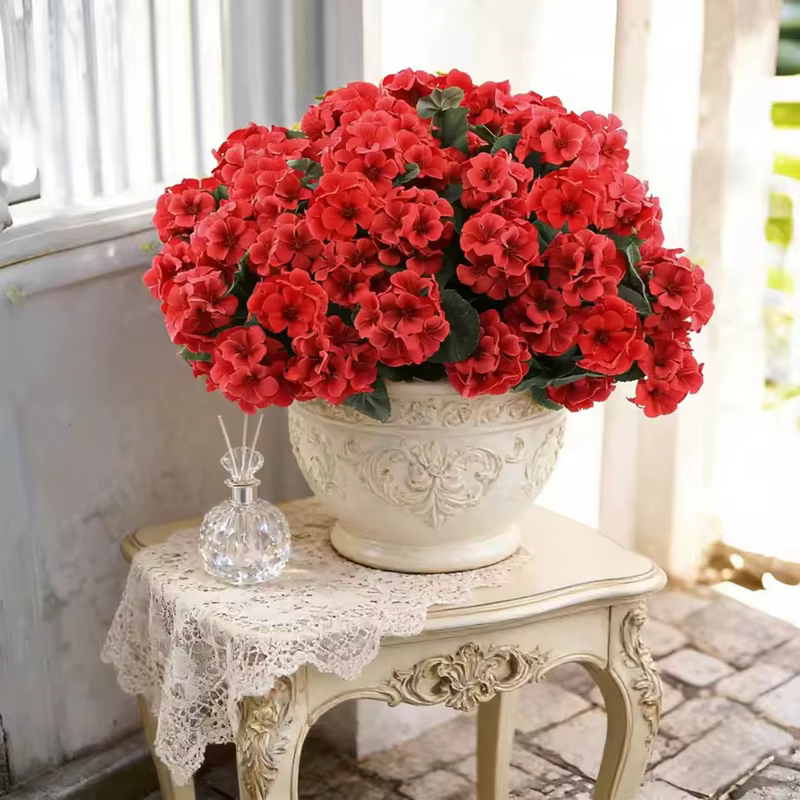 1/2 pièces de fleurs artificielles de géranium