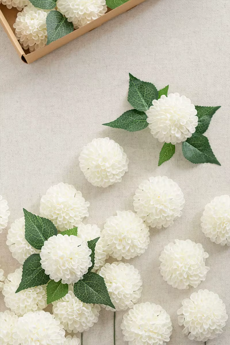 Fleurs artificielles Dahlia 25 pièces fleurs blanches