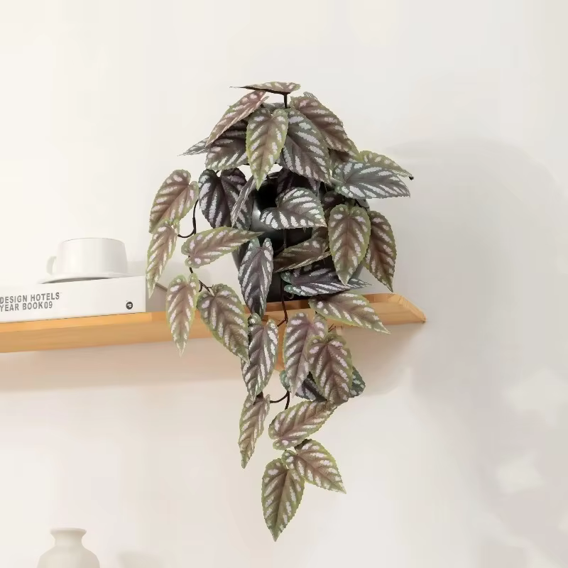 3 pièces de plantes vertes artificielles de type feuille de perilla