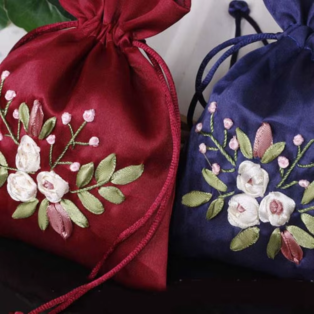 Sac à bonbons brodé fleur proximité wstring, sac pour rempli d'herbes parfumées, petites poudres grill, sac de rangement, sac cadeau, E27