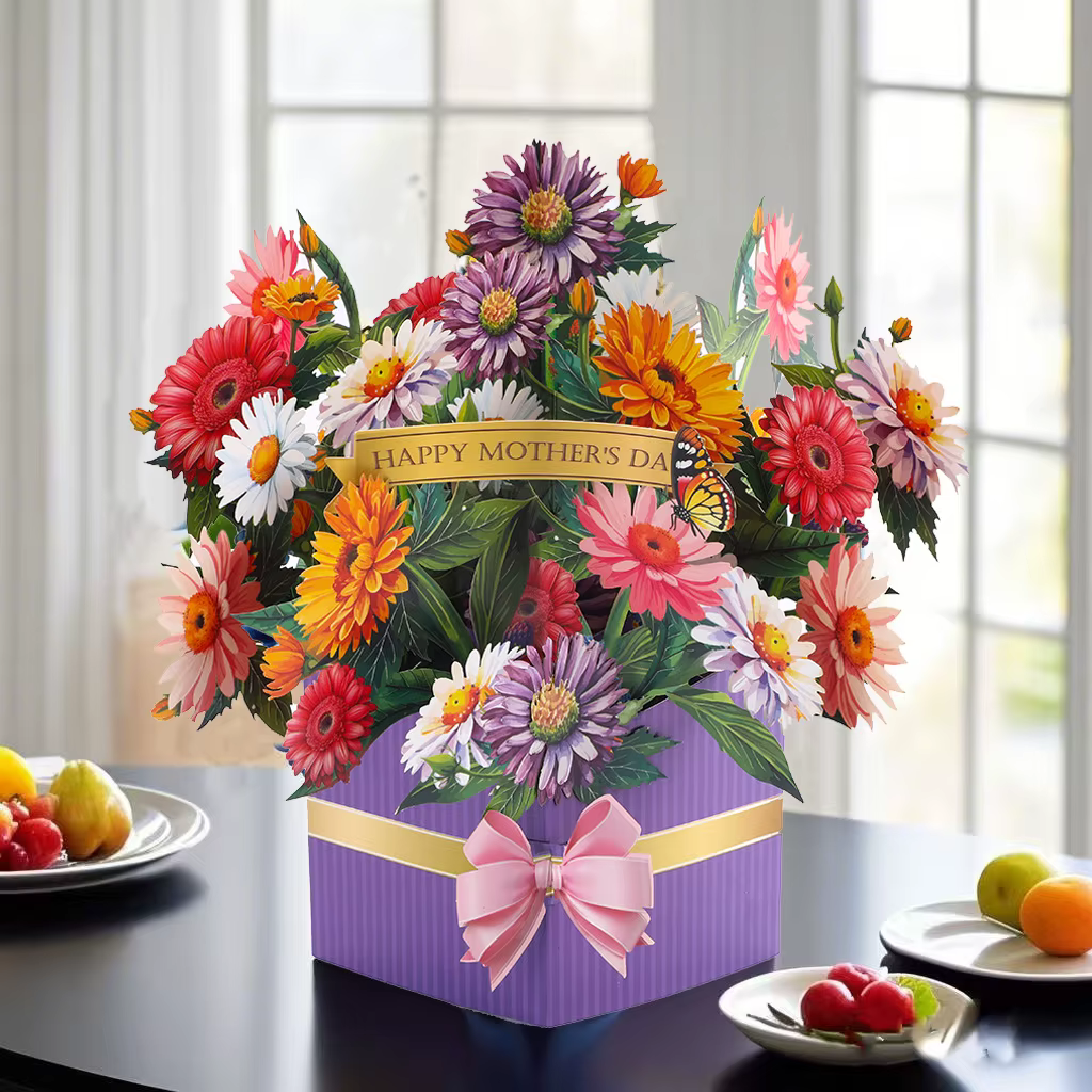 Carte de vœux à fleurs pop-up 3D multi-styles pour la fête des mères
