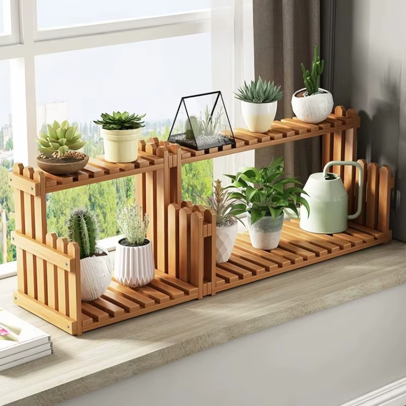 Étagère à plantes décorative en bois pour l'extérieur