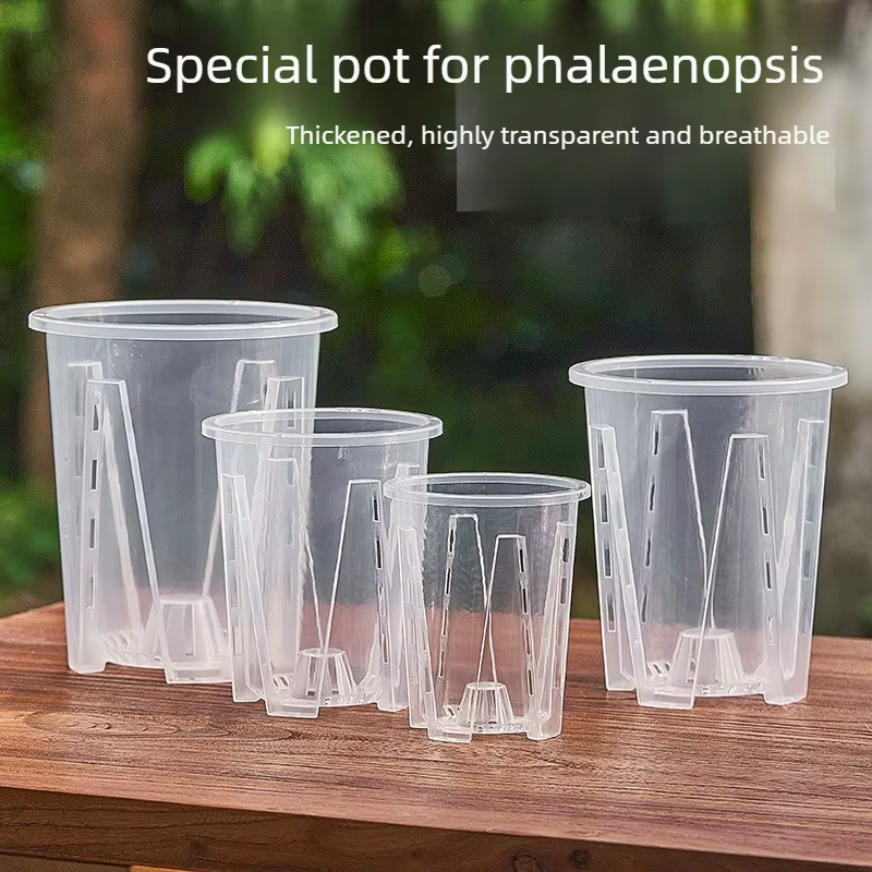Pot de fleurs transparent en PP pour orchidées