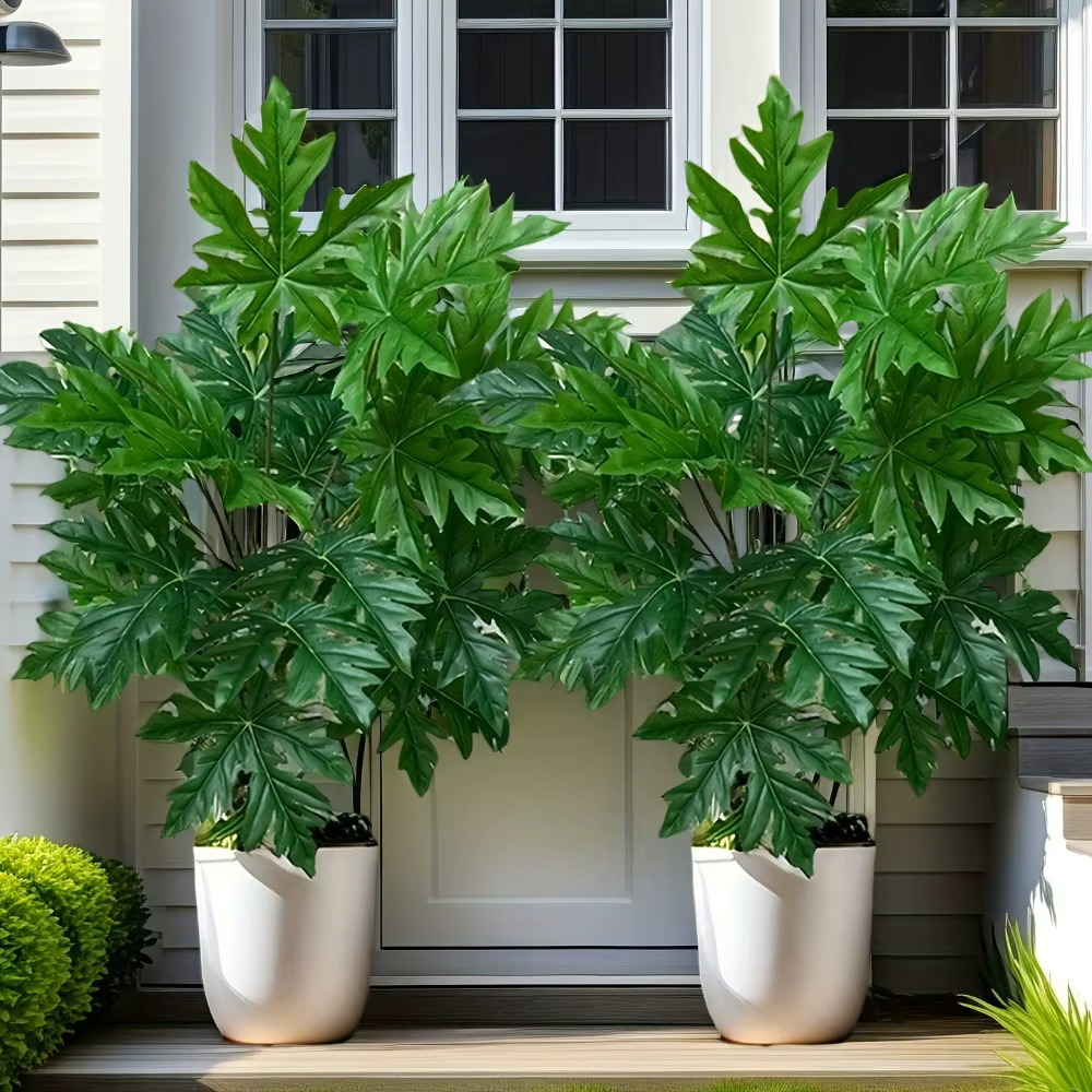 Feuilles de papaye de plante verte simulée de 65cm