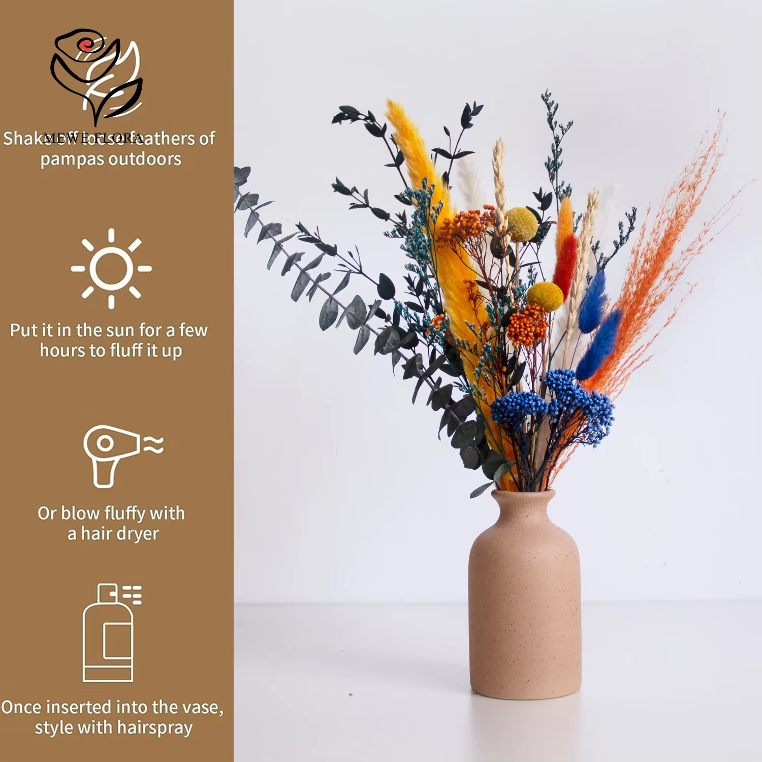 Bouquet de Fleurs vaccées Bleues Colorées Naturelles