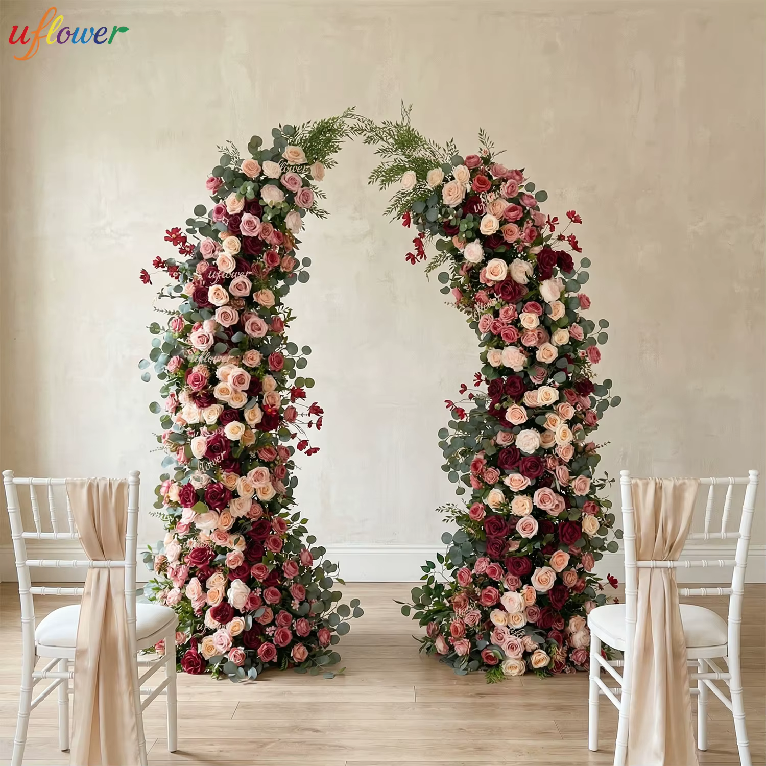 Uflower 2, 3 m Composition florale verte avec roses rouges
