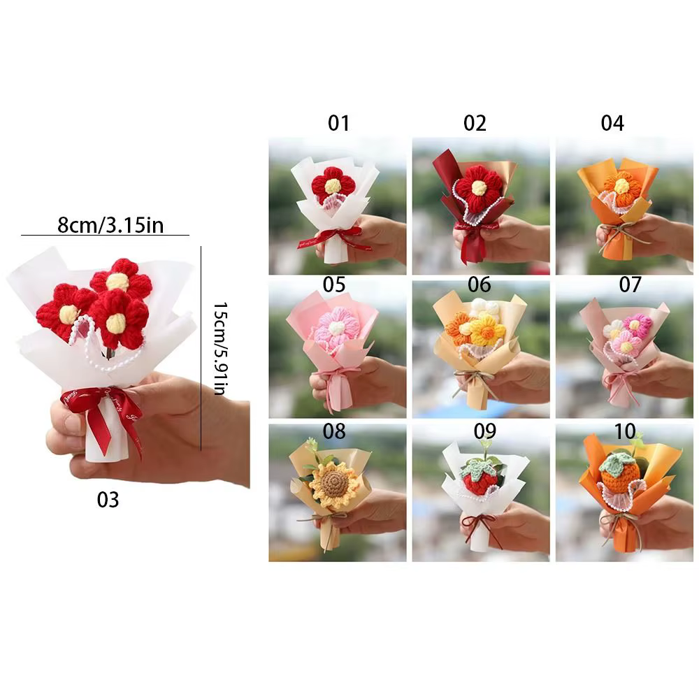 Mini bouquet de fleurs au crochet
