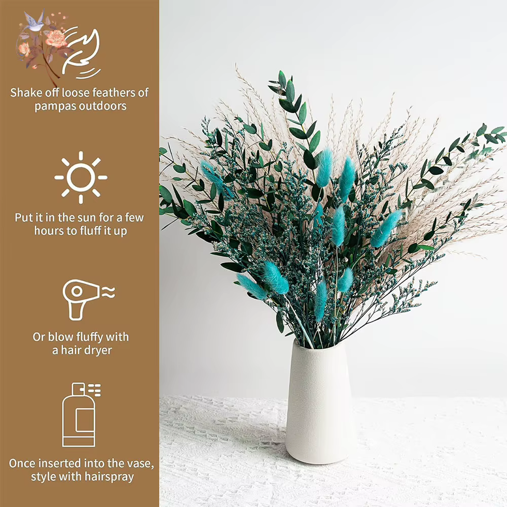 Bouquet de fleurs séchées naturelles bleues