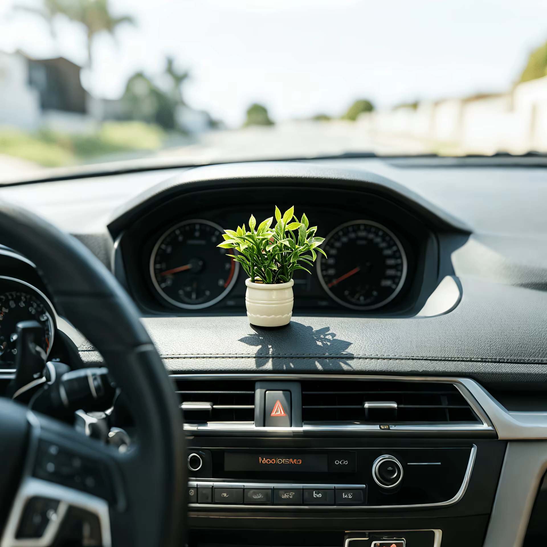 1 ensemble de mini-pots de plantes vertes artificielles | Ornement de console centrale de voiture