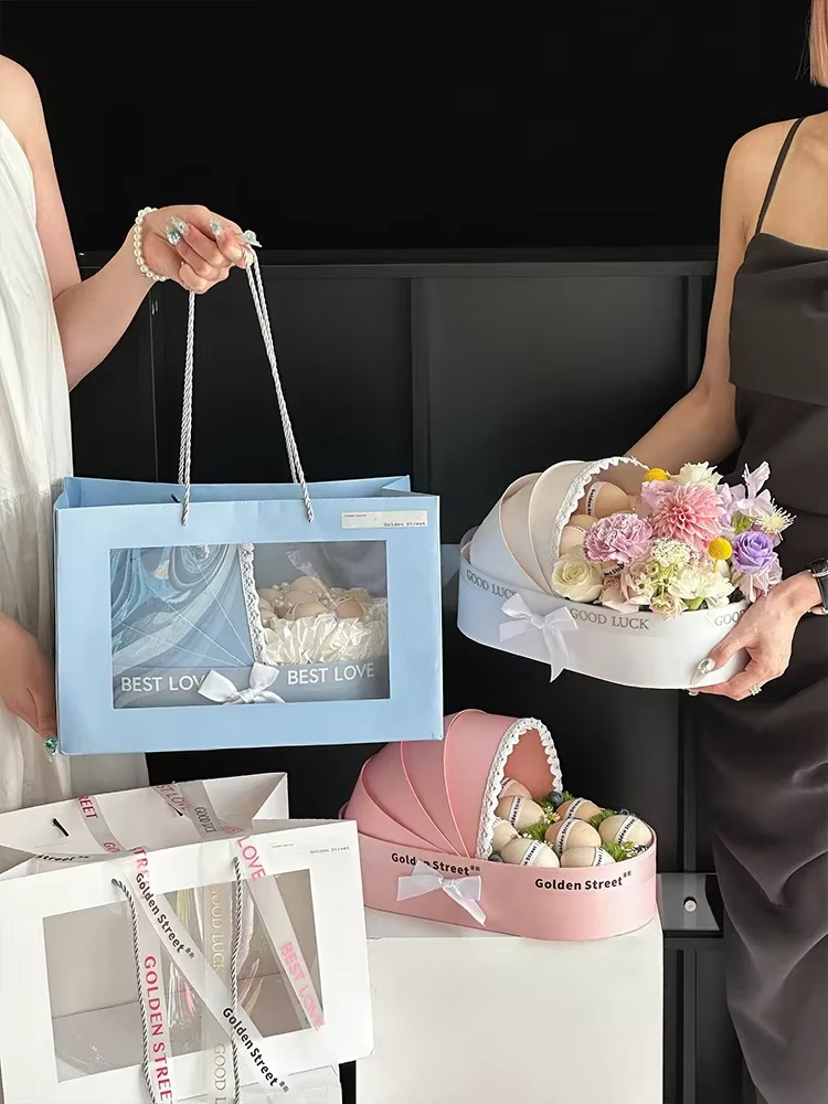 Boîte à Fleurs en Carton avec Sac