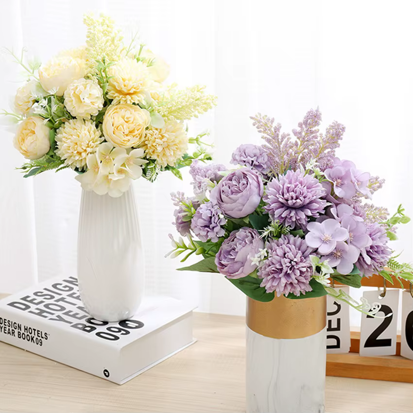 Fleurs artificielles brodées boules pivoines couronne de mariage maison chambre Table jardin extérieur décor