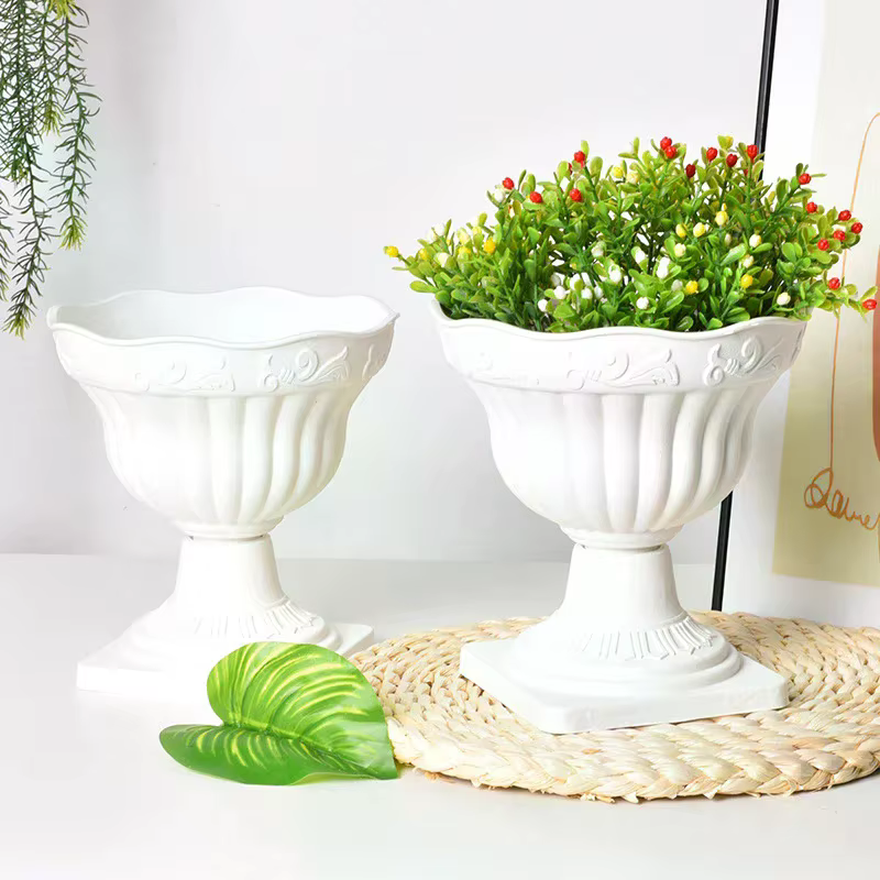 Grand jardinière extérieure colonne romaine Pot de fleur Pots de plantation balcon ménage blanc en plastique porche décor Pot de fleurs