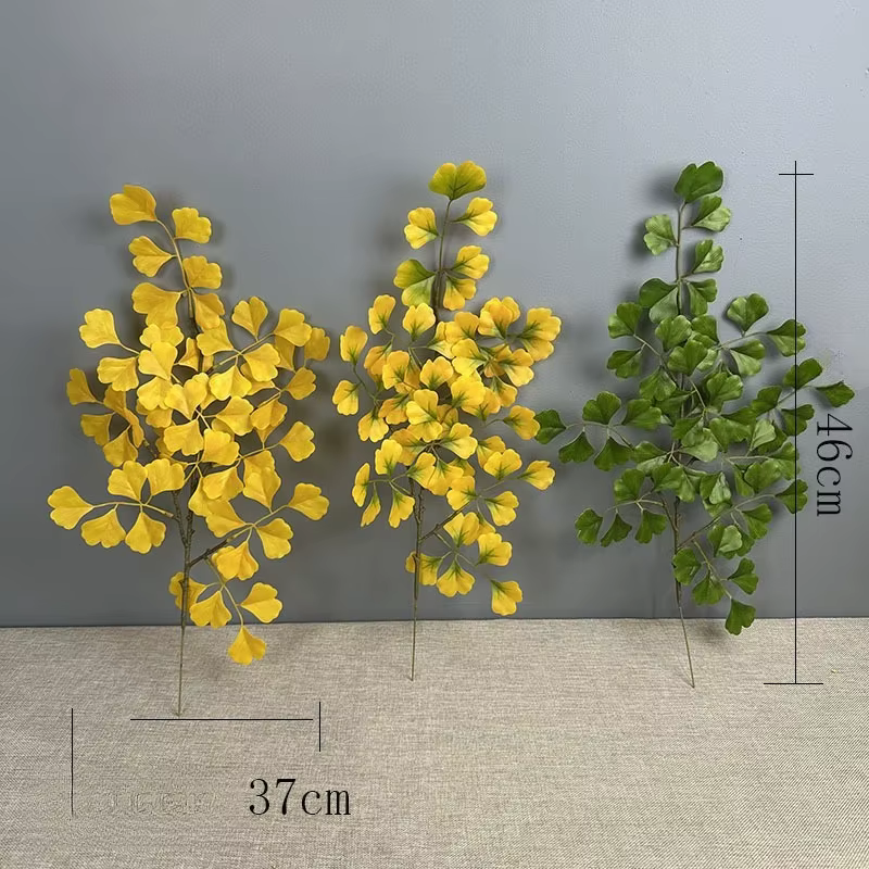 8 pièces de feuilles de Ginkgo artificielles en plastique