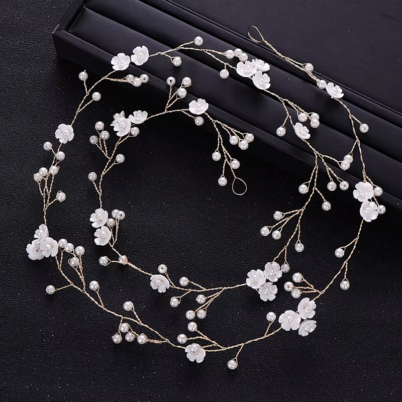ChimPearl-Bandeau de cheveux fleur pour mariée, coiffure de princesse, diadème de mariage, coiffure dorée, accessoires pour cheveux