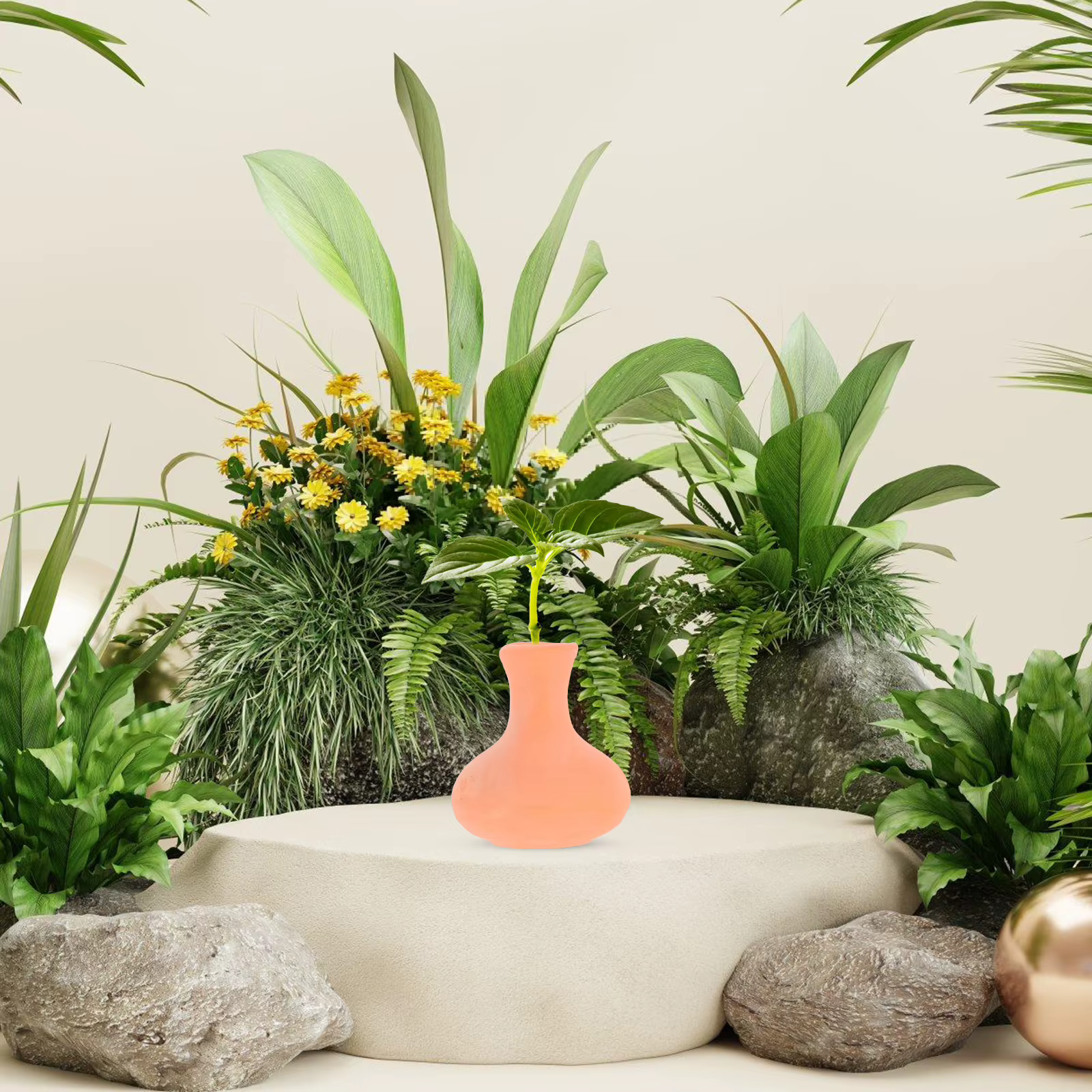 Mini Pot en terre cuite rouge pour plantes succulentes