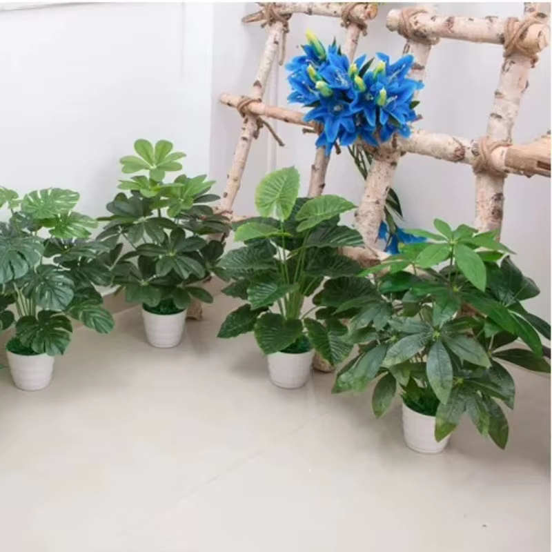 Feuilles riches artificielles d'aloès vert sans Pot