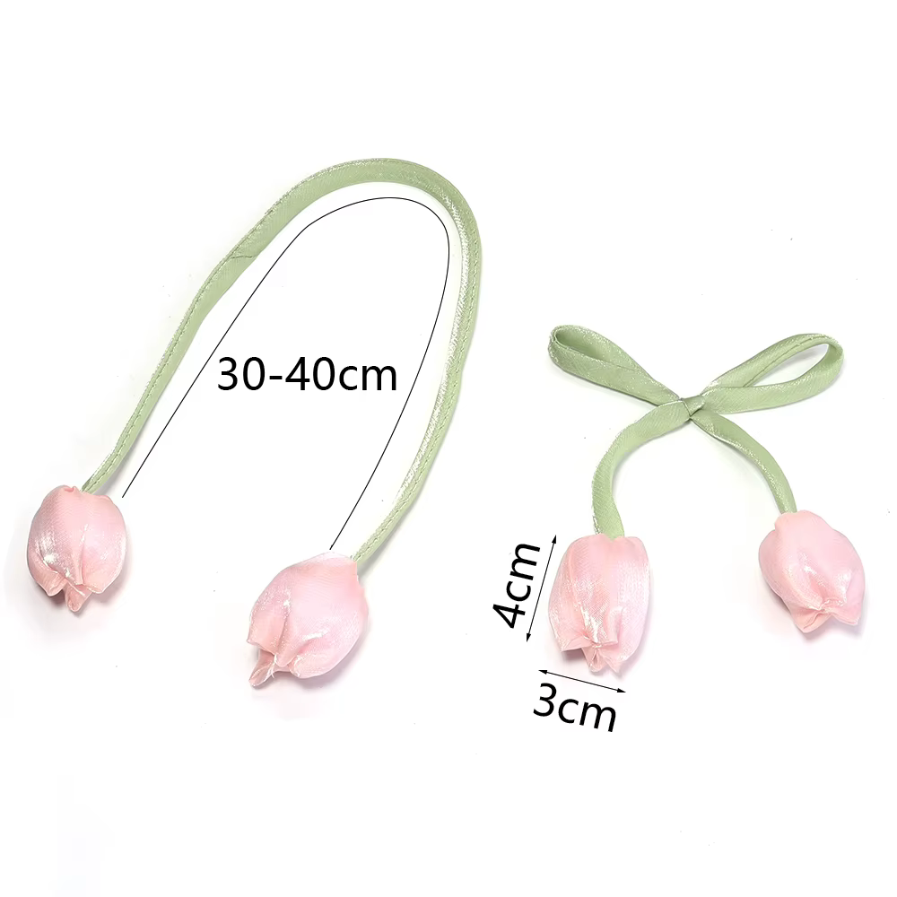 Lot de 5 fleurs décoratives 3D en forme de tulipe avec nœud