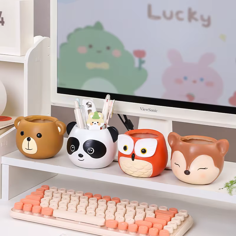 Adorable mini jardinière succulente en résine animale – Panda