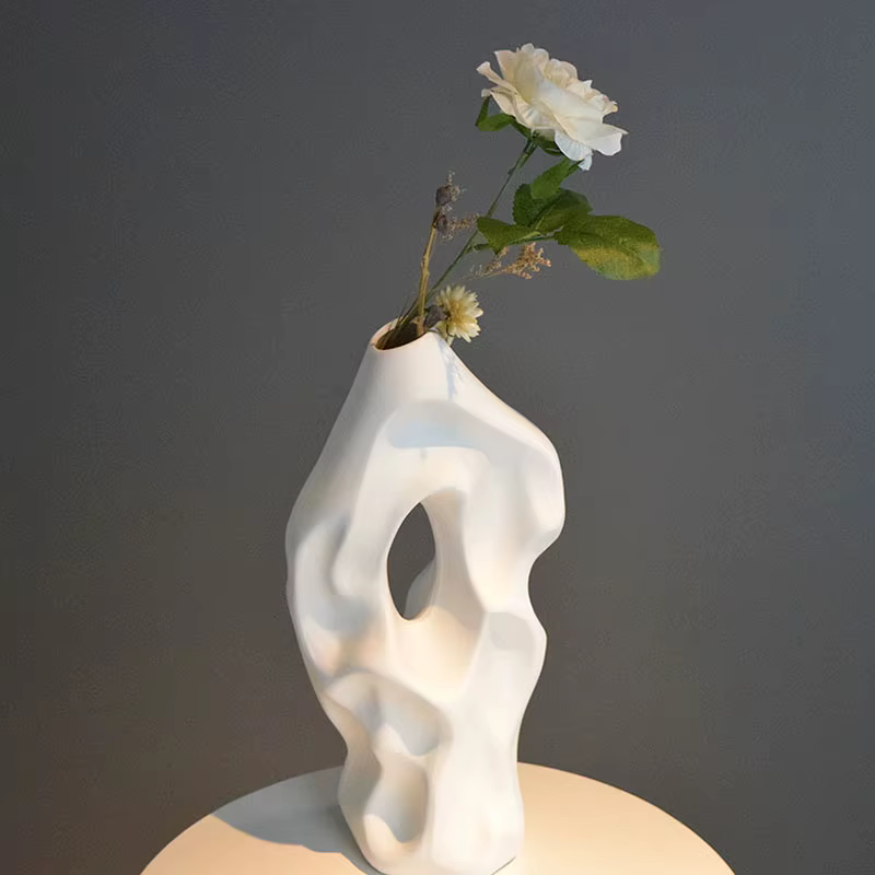 CAPIRON 37 cm Vase en céramique nordique abstrait Pampas herbe fleurs séchées salon salle à manger armoire bureau décoration cadeau