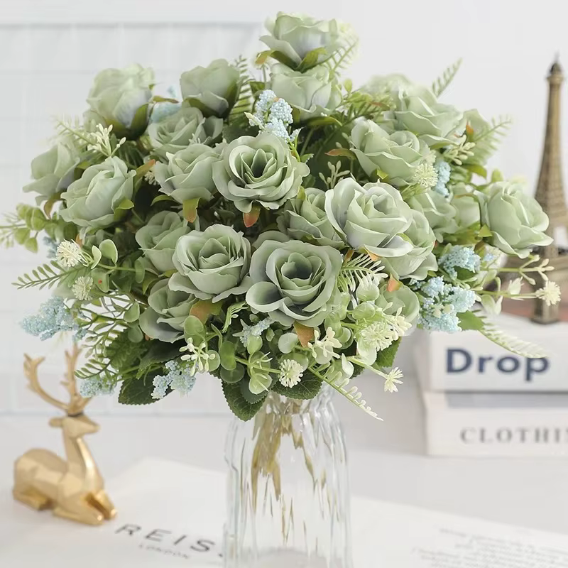 Bouquet de roses artificielles en soie