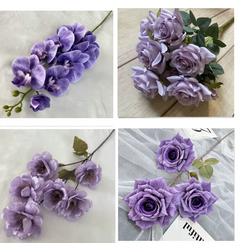 Décor de mariage Rose violet fleur artificielle pivoine orchidée rangée guide routier